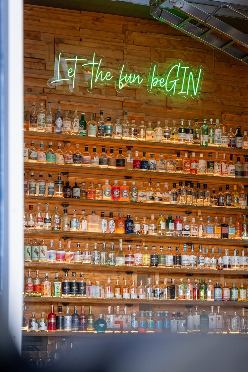 The Gintrap Restaurant & Bar - wall of more than 300 gins behind the bar in Napier